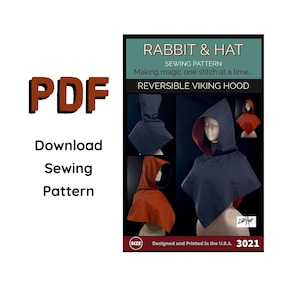PDF All sizes - MENS Viking Hood Medieval Renaissance Garb Hoodie 3021 Rabbit and Hat Sewing Pattern for Renaissance Faire Garb Norse God