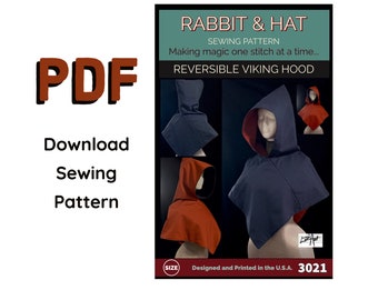 PDF All sizes - MENS Viking Hood Medieval Renaissance Garb Hoodie 3021 Rabbit and Hat Sewing Pattern for Renaissance Faire Garb Norse God