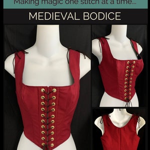 PDF XL Medieval Bodice with Front Ties and Adjustable Shoulder 6821 New Rabbit & Hat Sewing Pattern Detailed Instructions Photo Step by Step image 2