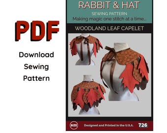 PDF Woodland Leaf Capelet Short Cape 726 New Rabbit and Hat Sewing Pattern Renaissance Medieval Elvish Fairy Elf Costume Druid