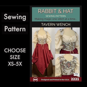 Tavern Wench Under Bust Bodice, Chemise Top, A-Line and Jagged Skirts 2221 New Rabbit and Hat Sewing Pattern Step by Step Photo Instructions