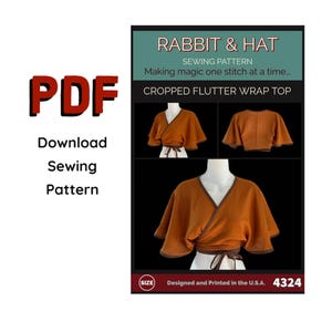 PDF-formaat XL dames cropped fladdertopje middeleeuwse renaissance gewaad 4324 konijn en muts naaipatroon blouse vlinder V-hals shirt