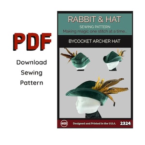 PDF Renaissance Medieval Bycocket Archer Robin Hood Hat 2324 New Rabbit and Hat Sewing Pattern - Peasant Larp Garb Peter Pan Costume