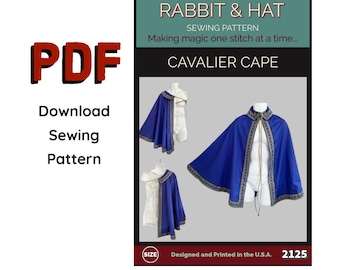 PDF Cavalier Side Cape 2125 New Rabbit and Hat Sewing Pattern Renaissance Medieval Faire Garb Muskateer Shakespeare Knight Costume Cloak