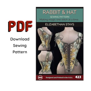 PDF XS Elizabethan Stays Bodice with Shoulder Straps 423 New Rabbit and Hat Sewing Pattern Medieval Renaissance Corset Garb Court Costume