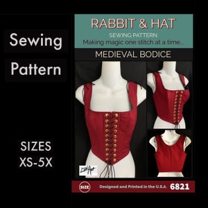 The Medieval Bodice Front Tie with Adjustable Shoulder Straps 6821 New Rabbit and Hat Sewing Pattern Step by Step Photo Instructions