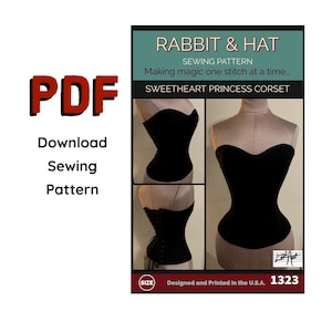 PDF Size 5X Sweetheart Princess Over Bust Back Tie Corset w/Vanity 1323 Rabbit and Hat Sewing Pattern Renaissance Fairytale Bodice Medieval