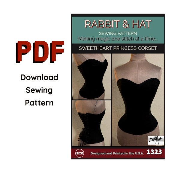 PDF Size 2X Sweetheart Princess Over Bust Back Tie Corset w/Vanity 1323 Rabbit and Hat Sewing Pattern Renaissance Fairytale Bodice Medieval