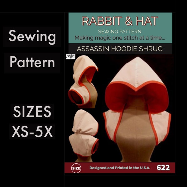 Pointed Hoodie Shrug 622 New Rabbit and Hat Sewing Pattern - Choose Size XS S M L XL 1X 2X 3X 4X 5X
