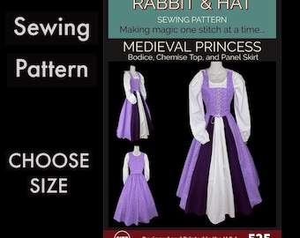 Women's Renaissance Faire Medieval Princess Bodice Top Skirt 525 New Rabbit and Hat Sewing Pattern Choose size XS Thru Plus Size 5X Costume