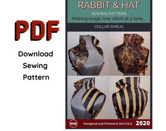 PDF Size LARGE Collar Shrug Adjustable Under Arm Ties - 2020 New Rabbit & Hat Sewing Pattern Detailed Instructions with Step by Step Photos