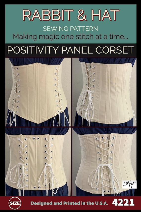 PDF SMALL Adjustable Positivity Panel Steel Boned Under Bust Corset 4221  New Rabbit & Hat Sewing Pattern Instructions Photo Step by Step 