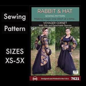 VOYAGER Under Bust Corset With Tails and Detachable Sleeves 7621 New Rabbit and Hat Sewing Pattern Photo Instructions