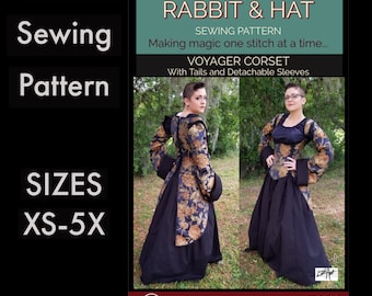 VOYAGER Under Bust Corset With Tails and Detachable Sleeves 7621 New Rabbit and Hat Sewing Pattern Photo Instructions