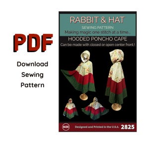 PDF Hooded Fantasy Poncho Cape 2825 New Rabbit and Hat Sewing Pattern Renaissance Medieval Hood Cloak Elvish Hunter Costume Cosplay