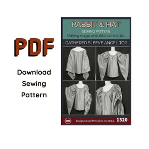PDF Size 2X GATHERED Fantasy Dagget Sleeve Renaissance Peasant Angel Chemise Top Blouse 1320 Rabbit & Hat Sewing Pattern Summer Style