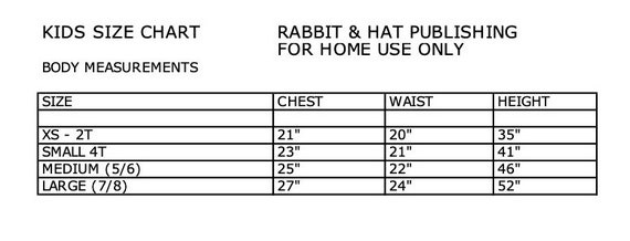 Size XS 2T Small 4T Medium 5/6 Large 7/8 PDF Toddler Child Girls