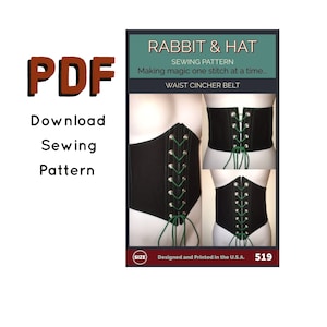 PDF Size MEDIUM Waist Cincher with a Straight Waist Belt Option 519 New Rabbit & Hat Sewing Pattern Detailed Instructions Photo Step by Step