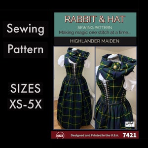 Highlander Maiden Bodice, Chemise, Skirt, Scarf, and Brooch 7421 New Rabbit and Hat Sewing Pattern Photo Instructions