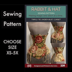 Steel Boned Under-Bust Corset 220 New Rabbit and Hat Sewing Pattern Make it yourself Simple Step by Step Photo Instructions