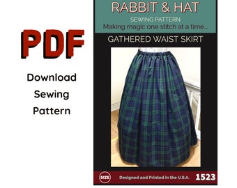 PDF Gathered Waist Basic Straight Skirt 1523 New Rabbit and Hat Sewing Pattern All Sizes Included XS S M L XL 2X 3X 4X 5X