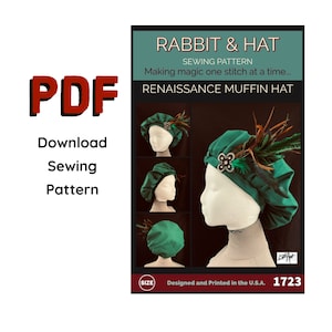 PDF Renaissance MUFFIN Hat 1723 New Rabbit and Hat Sewing Pattern - Bard Cap Renaissance Medieval Mob Beret Floppy