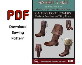 PDF Gaiters Boot Covers Medieval Renaissance Garb Pirate Viking Norse 2625 Rabbit and Hat Sewing Pattern Spats Cosplay Fantasy Leg Armor