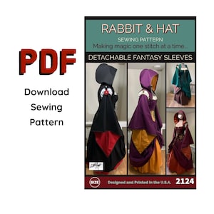 PDF Abnehmbare Fantasy Sleeve 2124 Neuer Hase und Hut Schnittmuster Renaissance Mittelalter Fest Gewandung Accessoire Accessoire