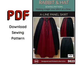 PDF Gathered Waist A-Line Panel Skirt 5623 New Rabbit and Hat Sewing Pattern - All Sizes Included XS S M L XL 2X 3X 4X 5X