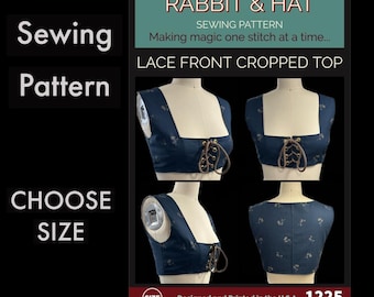 Women's Lace Front Cropped Top 1225 New Rabbit and Hat Sewing Pattern Choose size XS Thru Plus Sz 5X Renaissance Medieval Fantasy Fairy Elf