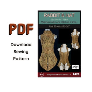 PDF MEDIUM Pirate Tailed Waistcoat With Collar 1421 New Rabbit and Hat Sewing Pattern Step by Step Photo Instructions Renaissance Faire Garb