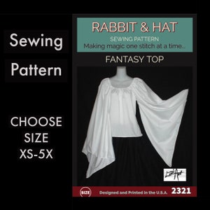 Dagget Sleeve Elvish Fantasy Chemise Top 2321 New Rabbit and Hat Sewing Pattern -  Choose Size XS S M L XL 2X 3X 4X 5X