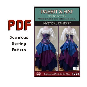 PDF LARGE Mystical Fantasy BUNDLE - Under Bust Corset, Flutter Top, A-Line Skirt and Jagged Skirts 1222 New Rabbit and Hat Sewing Pattern
