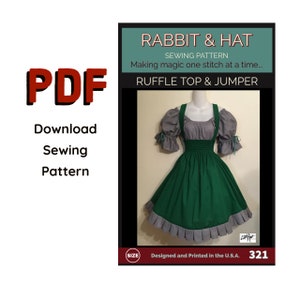 PDF MEDIUM - Ruffle Top and Jumper and Short Sleeve Blouse Top 321 New Rabbit and Hat Sewing Pattern Step by Step Photos Anime Cosplay Dress