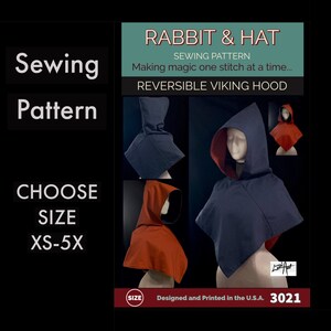 MENS Viking Hood Medieval Renaissance Garb Hoodie 3021 New Rabbit and Hat Sewing Pattern - Choose Size Slim, Regular, Wide