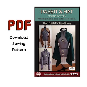 PDF-formaat MEDIUM - hoge hals Fantasy Bolero 2223 Nieuw naaipatroon konijn en hoed - Renaissance middeleeuwse jas dames bruiloft formele top