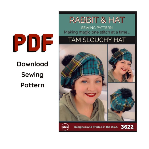 PDF Tam Slouchy Hat 3622 New Rabbit and Hat Sewing Pattern - Scottish O'Shanter Cap, Winter Bonnet for Women, Mens by LoriAnn