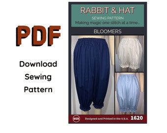 PDF 5X Bloomers Pantaloons Under Garment 1620 New Rabbit and Hat Sewing Pattern Pants Renaissance Medieval Garb Victorian Civil Wa