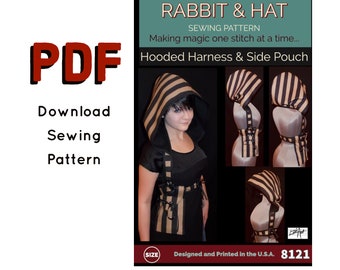 PDF XS-5X Steampunk Hooded Harness Removable Side Pouch 8121 New Rabbit and Hat Sewing Pattern Renaissance Medieval Garb Accessory Belt