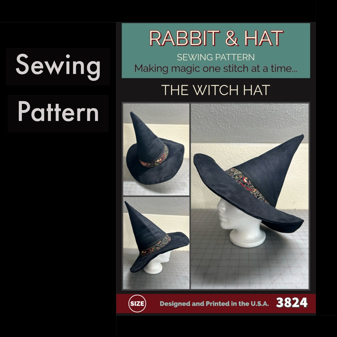 The Witch Hat 3824 New Rabbit and Hat Sewing Pattern - Wizard Magical ...