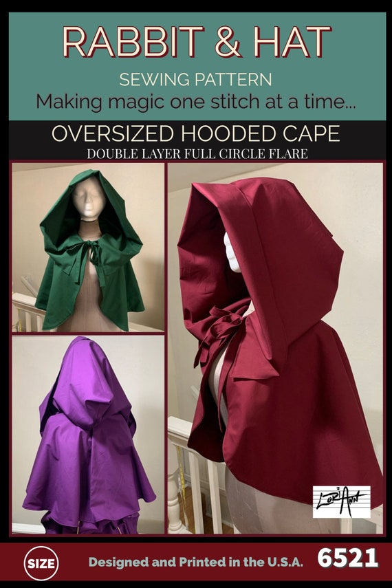 PDF Double Layer Hooded Witch Capelet Short Cape With Ties 