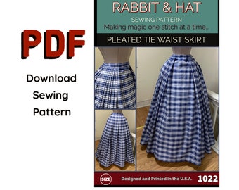 PDF XS-5X All sizes Included - Pleated Tie Waist Skirt 1022 New Rabbit and Hat Sewing Pattern Historical Scottish Renaissance Medieval Garb
