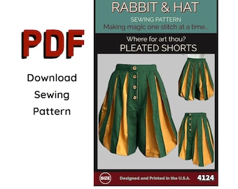 PDF Tamaño MEDIANO ¿Por qué eres tú? Pantalones cortos plisados 4124 Patrón de costura de conejo y sombrero Pantalones renacentistas Tudor medievales Pantalones bombachos