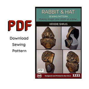 PDF Size 3X Hoodie Shrug - 1221 New Rabbit & Hat Sewing Pattern Detailed Instructions with Step by Step Photos