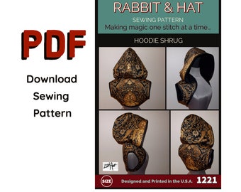 PDF Size XL Hoodie Shrug - 1221 New Rabbit & Hat Sewing Pattern Detailed Instructions with Step by Step Photos