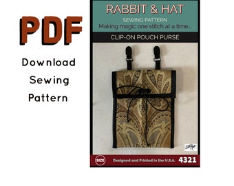 PDF Clip on Purse Pouch 4321 New Rabbit and Hat Sewing Pattern Renaissance Medieval Accent Garb Accessory Belt Bag Phone Case Wallet