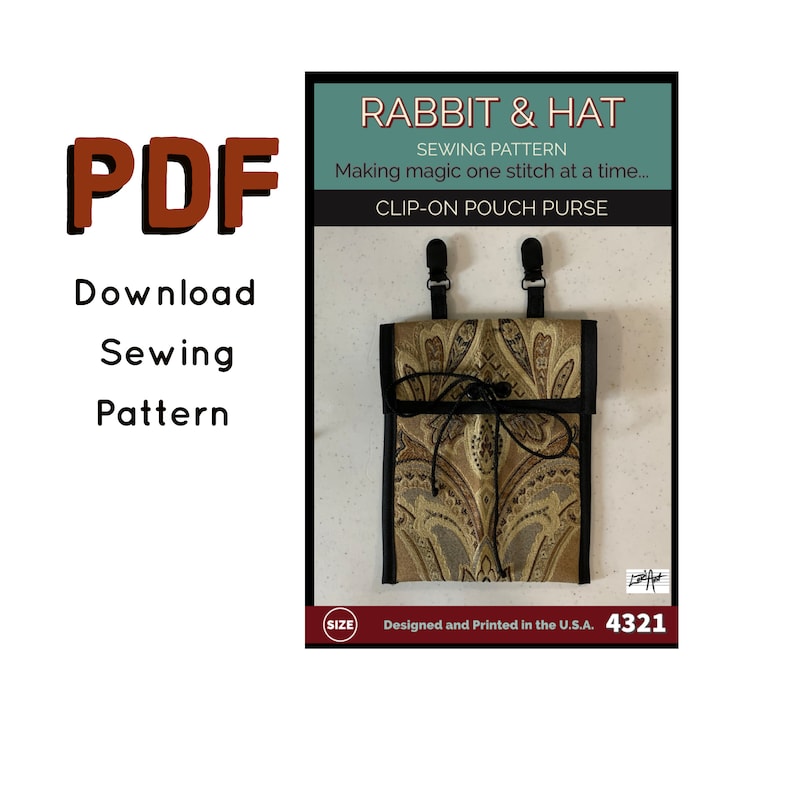 PDF Clip on Purse Pouch 4321 New Rabbit and Hat Sewing Pattern Renaissance Medieval Accent Garb Accessory Belt Bag Phone Case Wallet 