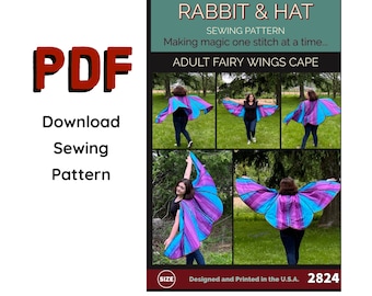 PDF ADULT Fairy Wings Cape 2824 New Rabbit and Hat Sewing Pattern Renaissance Faire Costume Cosplay Festival Faerie Butterfly Cottagecore