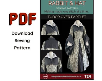 PDF Size 4X Tudor Over Partlet 724 New Rabbit and Hat Sewing Pattern - Renaissance Medieval Garb SCA Historical Costume Shrug Spencer