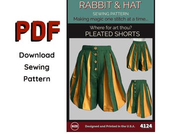 PDF Size XL Wherefore art thou? Pleated Shorts 4124 Rabbit and Hat Sewing Pattern Renaissance Tudor Medieval Breeches Pantaloons Bloomers